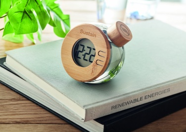 Logo trade advertising products image of: Water powered bamboo LCD clock