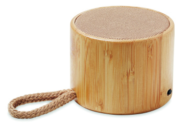 Logotrade promotional giveaways photo of: Round bamboo wireless speaker