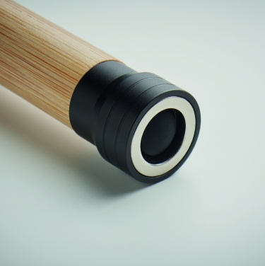 Logo trade promotional merchandise image of: 3-in-1 bamboo flashlight with an emergency hammer and seatbelt cutter