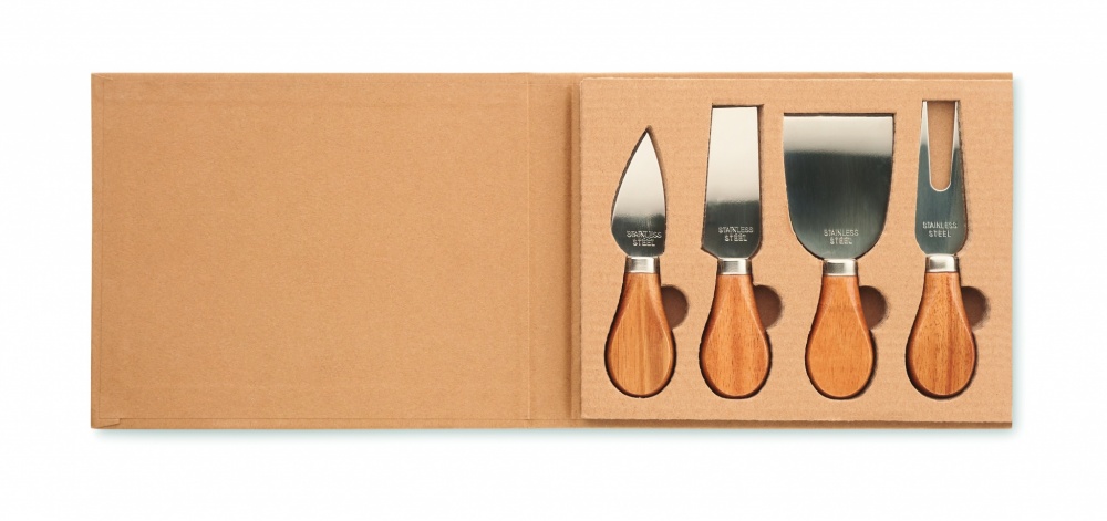 Logo trade promotional giveaways image of: Set of 4 cheese knives