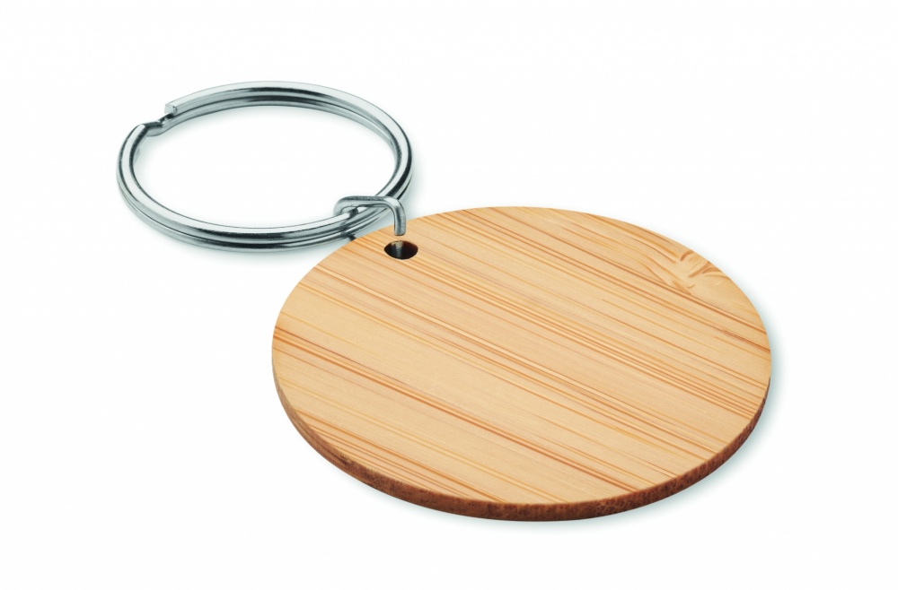 Logotrade promotional merchandise picture of: Round bamboo key ring Pieksämäki