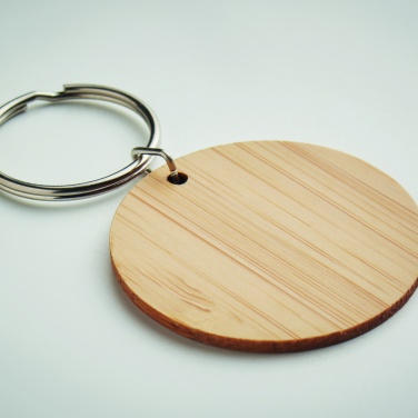 Logo trade promotional items picture of: Round bamboo key ring Pieksämäki