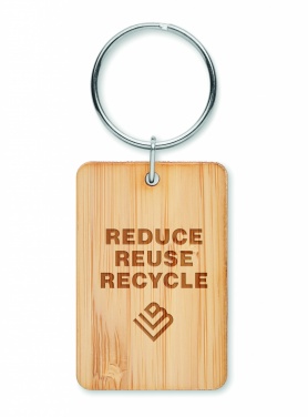 Logo trade promotional products picture of: Rectangular bamboo key ring Riihimäki