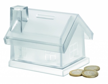 Logo trade advertising products image of: Plastic house coin bank