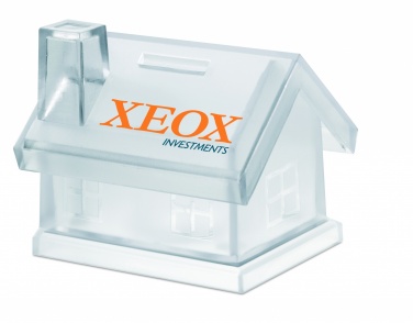 Logo trade promotional gifts image of: Plastic house coin bank