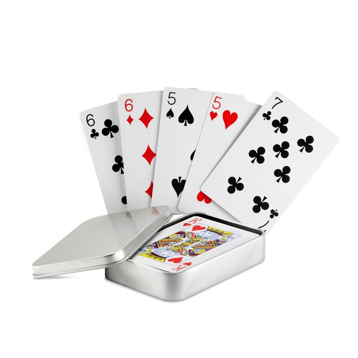 Logo trade promotional giveaway photo of: Playing cards in tin box