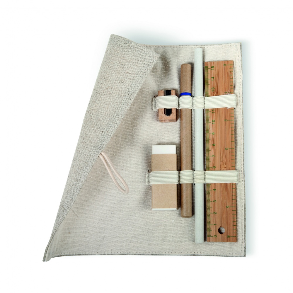 Logo trade promotional merchandise image of: Stationary set in cotton pouch