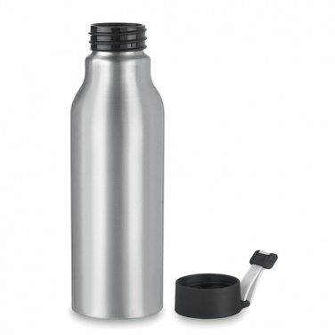 Logotrade promotional giveaway picture of: Single-walled 500 ml aluminum bottle with a PP cap and a silicone strap
