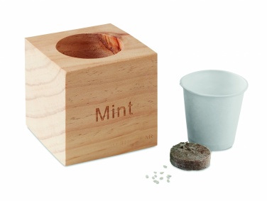 Logo trade promotional merchandise picture of: Herb pot wood "MINT"