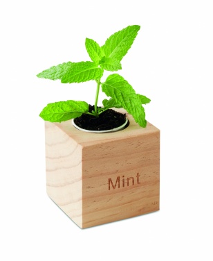 Logo trade advertising product photo of: Herb pot wood "MINT"