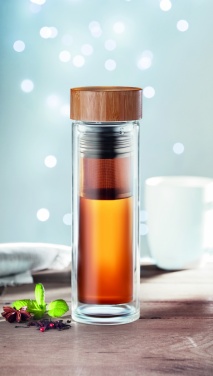 Logo trade promotional merchandise picture of: Double wall glass bottle 400ml München