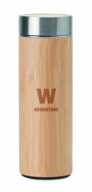 Logo trade promotional giveaways image of: Double wall bamboo flask 400ml