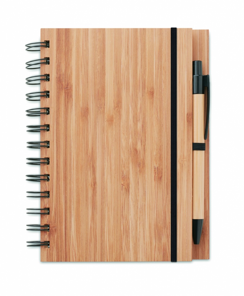 Logo trade promotional gifts image of: Bamboo notebook with pen lined BAMBLOC
