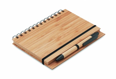 Logo trade promotional merchandise image of: Bamboo notebook with pen lined BAMBLOC
