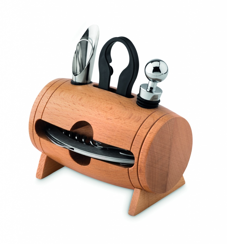 Logotrade promotional merchandise image of: 4 pcs wine set in wooden stand