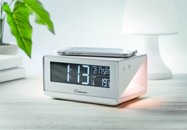 Logo trade corporate gifts image of: LED clock & wireless charger5W