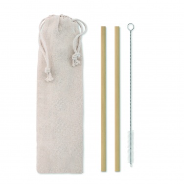 Logo trade business gifts image of: Bamboo Straw w/brush in pouch