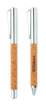 Logotrade promotional products photo of: Metal Ball pen set in cork box