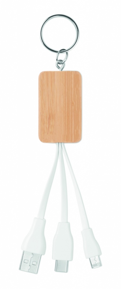 Logotrade promotional gift picture of: Bamboo 3-in-1 cable