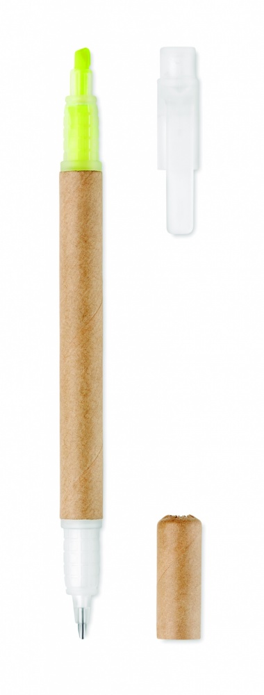Logo trade advertising product photo of: 2 in 1 carton pen highlighter