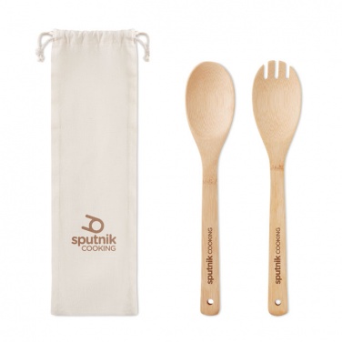 Logo trade advertising product photo of: Set bamboo utensils salad