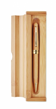 Logo trade promotional giveaways image of: Bamboo twist-action ballpoint pen in a box
