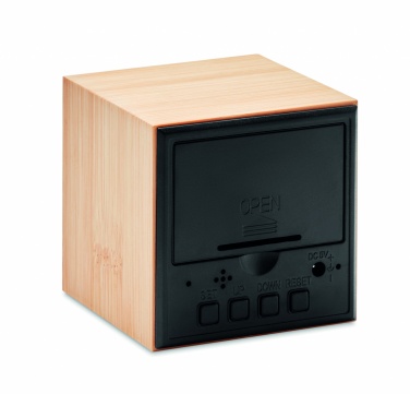 Logo trade promotional merchandise image of: LED alarm clock bamboo casing Dortmund