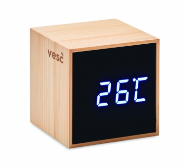 Logo trade promotional merchandise image of: LED alarm clock bamboo casing Dortmund