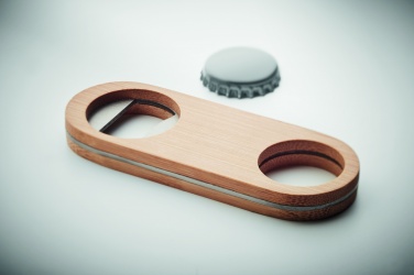 Logo trade corporate gift photo of: Oval Bamboo bottle opener VALBAMPER
