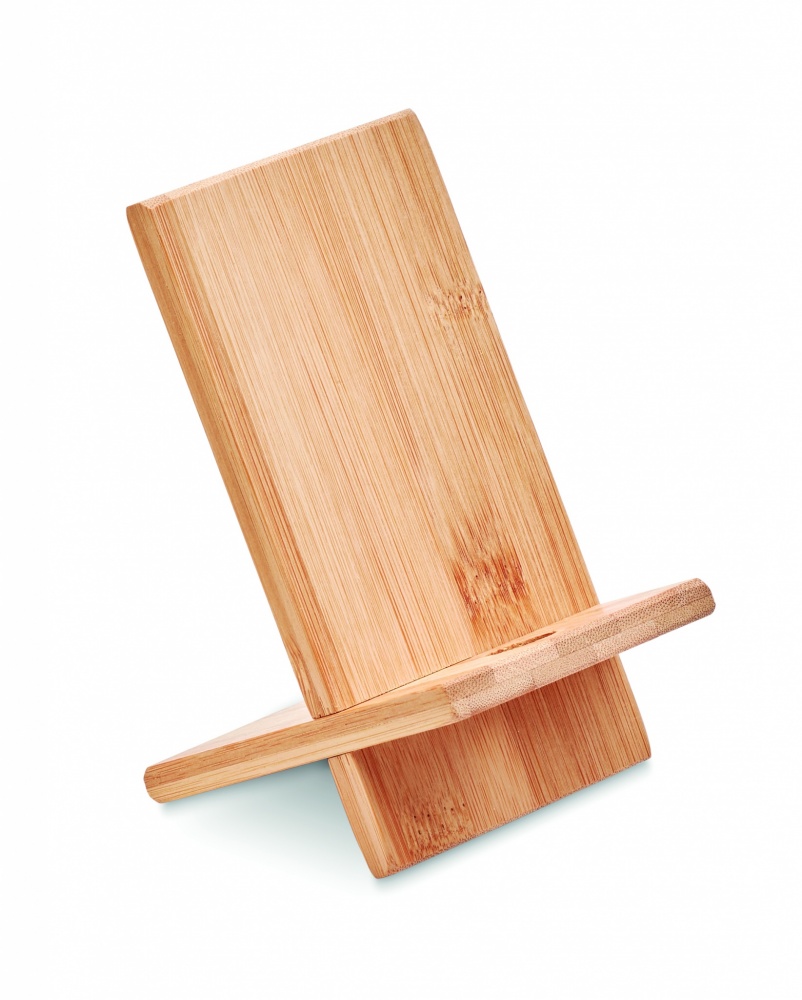 Logo trade promotional giveaways image of: Bamboo phone stand/ holder WHIPPY