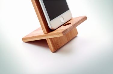 Logo trade promotional gift photo of: Bamboo phone stand/ holder WHIPPY