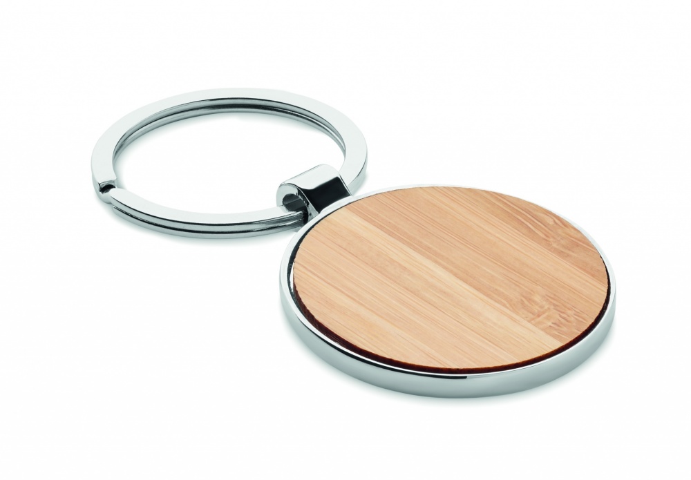 Logo trade promotional items picture of: Round key ring metal bamboo Dobele