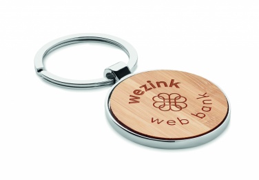 Logo trade business gifts image of: Round key ring metal bamboo Dobele