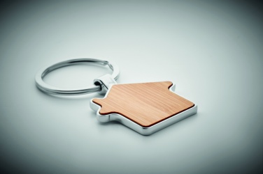 Logo trade promotional merchandise photo of: House key ring metal bamboo NORDIC