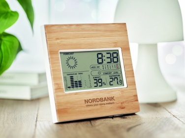 Logo trade promotional products image of: Weather station bamboo front TURKU