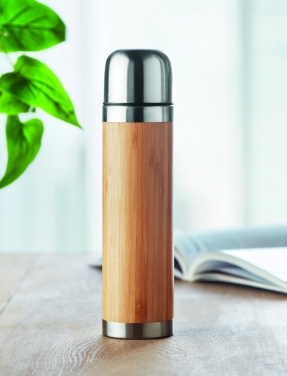 Logo trade promotional merchandise picture of: Double wall bamboo cover flask 400ml CHAN BAMBOO