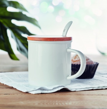 Logo trade corporate gifts image of: Porcelain mug with spoon