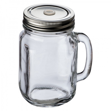 Logo trade business gift photo of: Drinking glass with handle and lid TREVISO 450 ml