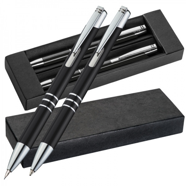 Logo trade promotional gift photo of: Metal writing set CLAREMONT