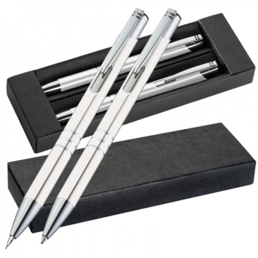 Logo trade promotional merchandise image of: Metal writing set CLAREMONT