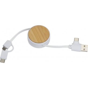Logo trade promotional products picture of: Bamboo charging cable GRONINGEN
