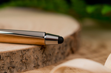 Logo trade promotional gift photo of: Wooden ballpen with touch function ERFURT