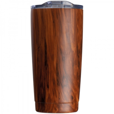 Logotrade promotional gift picture of: Stainless steel mug with wooden look COSTA RICA 550 ml