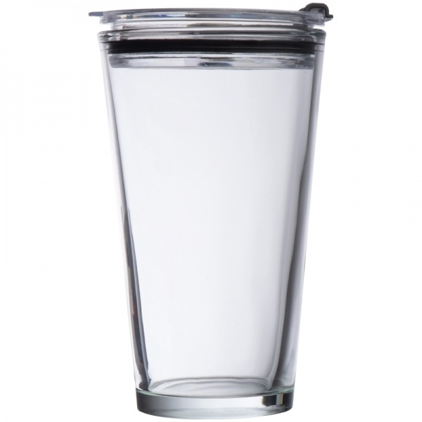 Logo trade promotional giveaways image of: Glass mug with lid WATTENSCHEID 400 ml