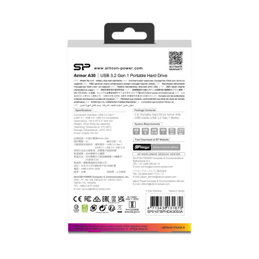 Logo trade corporate gifts image of: Hard Disc Silicon Power Armor A30 2TB