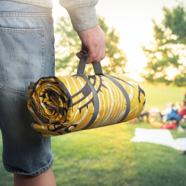 Logo trade promotional merchandise photo of: Foldable picnic blanket ALVERNIA Schwarzwolf