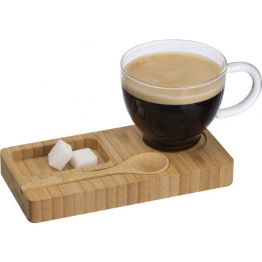 Logo trade promotional merchandise image of: Tray with cup and spoon FORMOSA 150 ml