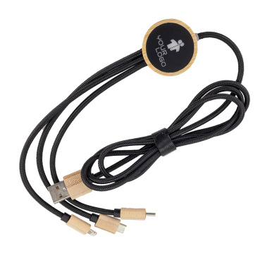 Logotrade advertising product image of: 3-in-1 cable with elighted logo in a wooden casing, LH-ZMU06