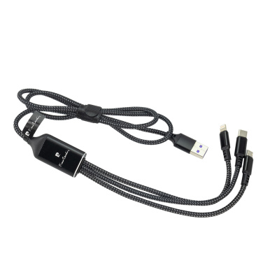 Logo trade promotional merchandise image of: 3 in 1 cable with elighted logo Pierre Cardin