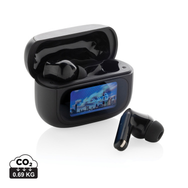 Logo trade promotional giveaway photo of: Airtune RCS recycled plastic ANC earbuds with touch screen